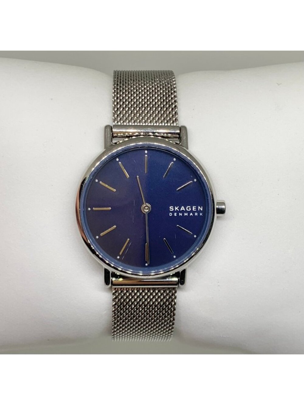 Skagen Signatur Lille silver tone Quartz navy Dial women Watch SKW2759 running